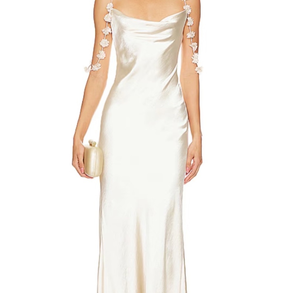 Self-Portrait Cream Cowl Neck Sleeveless Gown